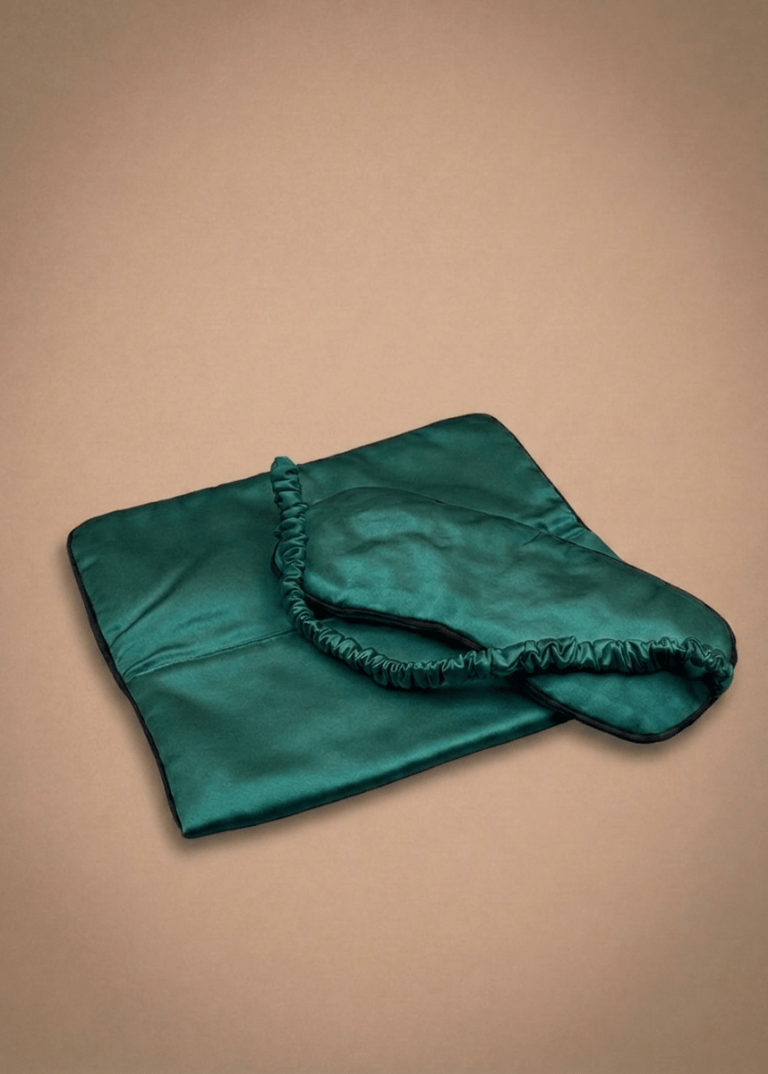 Emerald Green Silk Sleep Mask and Cover