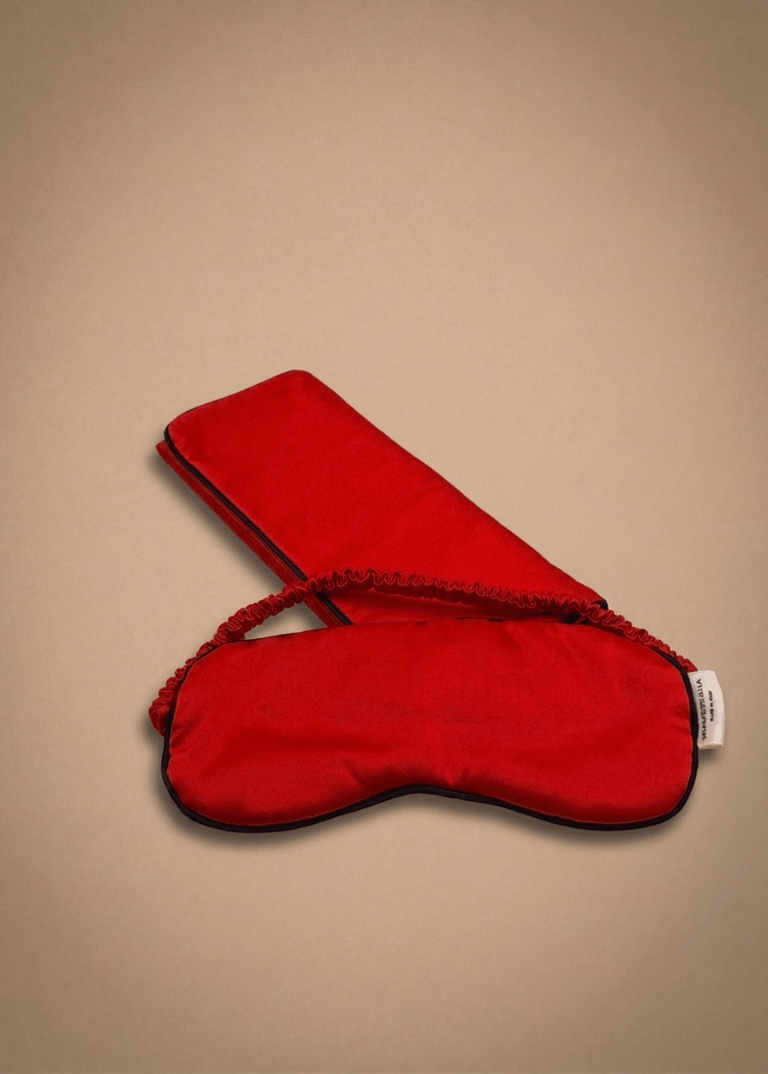 Ruby Red Silk Sleep Mask and Cover