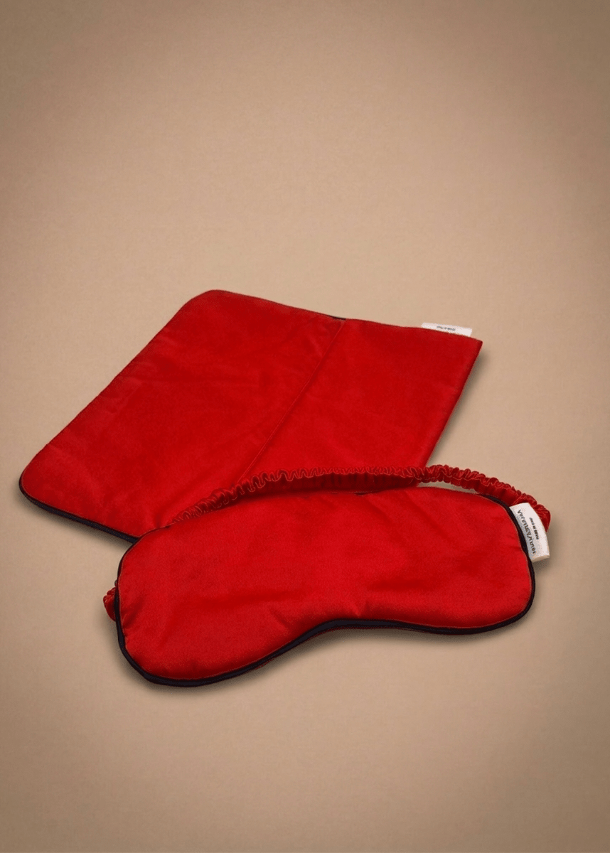 Ruby Red Silk Sleep Mask and Cover