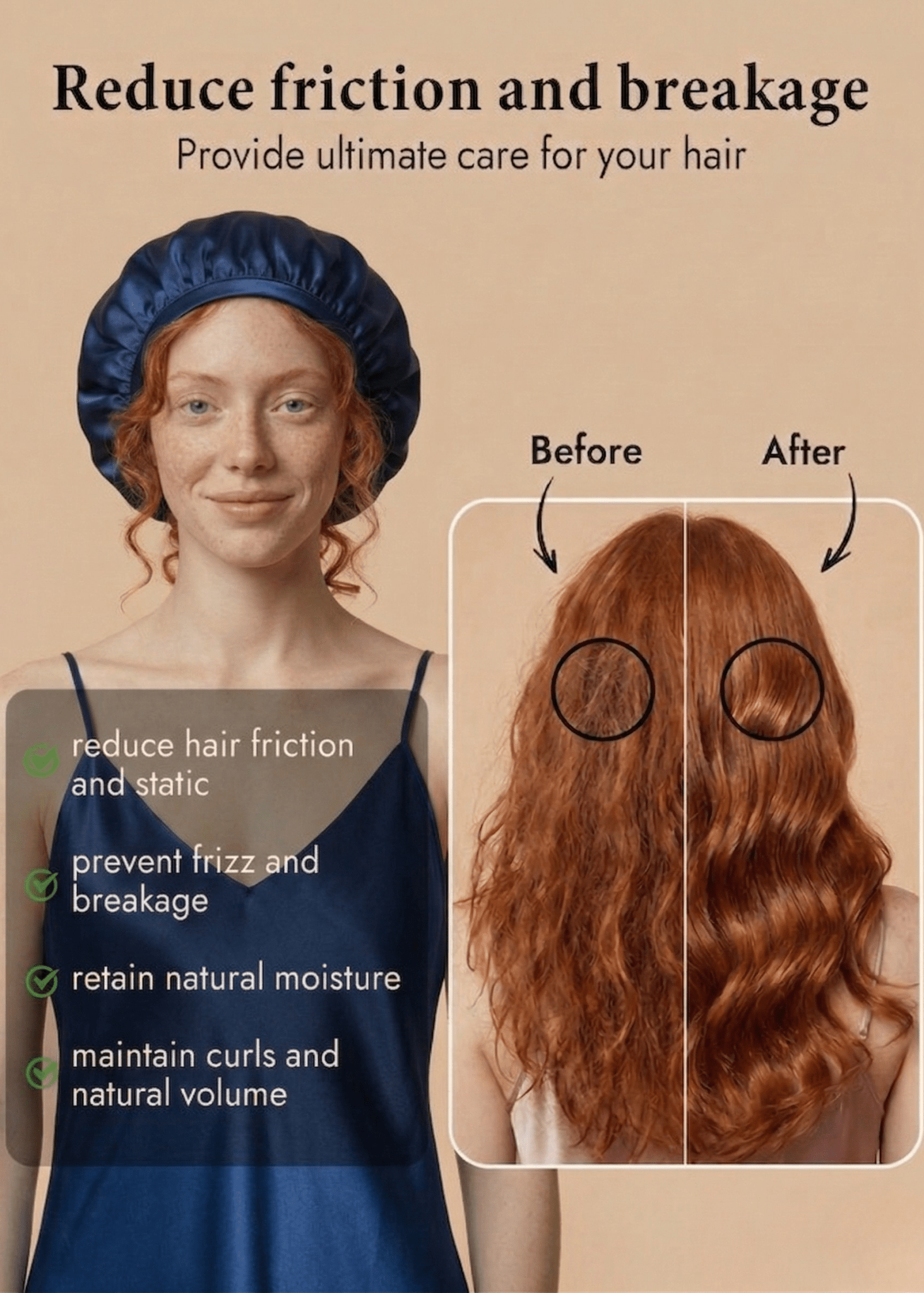 Midnight Blue Silk Hair Bonnet