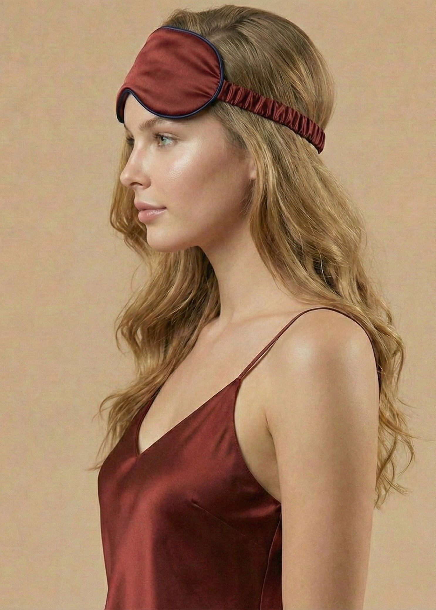 MASCHERA PER GLI OCCHI IN SETA E COPERTURA RUBINO ROSSO