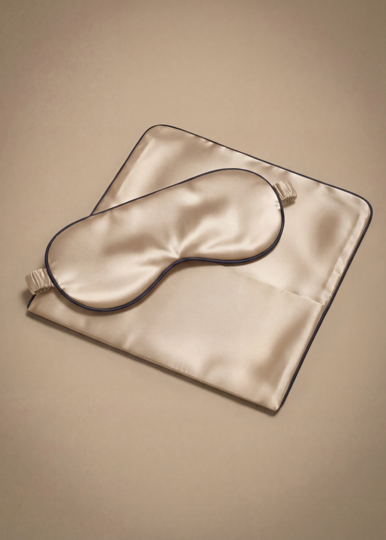 MASCHERA PER GLI OCCHI IN SETA E COPERTURA CHAMPAGNE