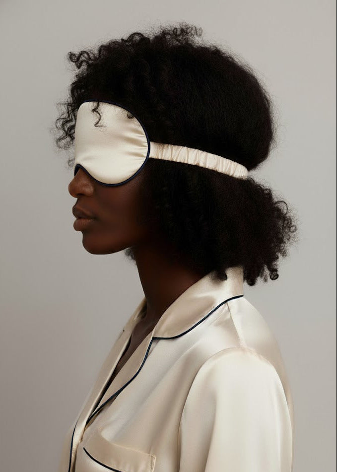 MASQUE POUR LES YEUX EN SOIE PERLE IVOIRE