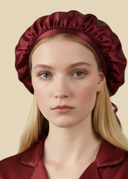 SILK HAIR BONNET RED RUBY