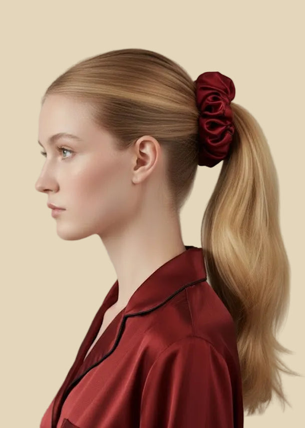 LARGE SILK SCRUNCHIE RED RUBY