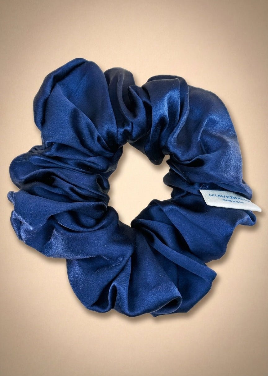 Midnight Blue Classic Silk Scrunchie
