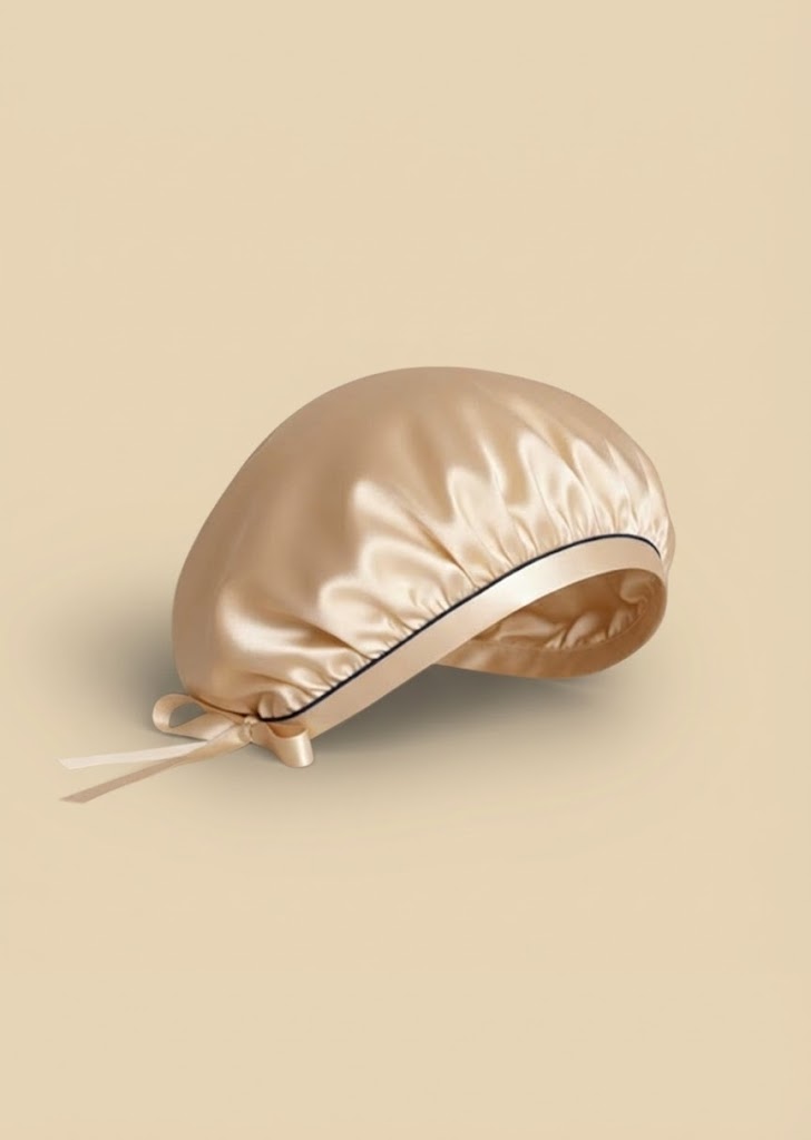 SILK HAIR BONNET CHAMPAGNE