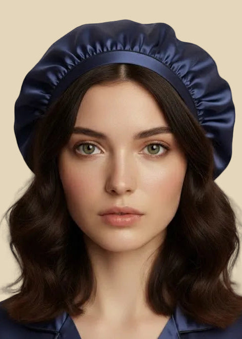 SILK HAIR BONNET MIDNIGHT BLUE