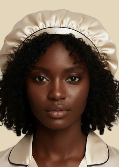 SILK HAIR BONNET PEARL IVORY