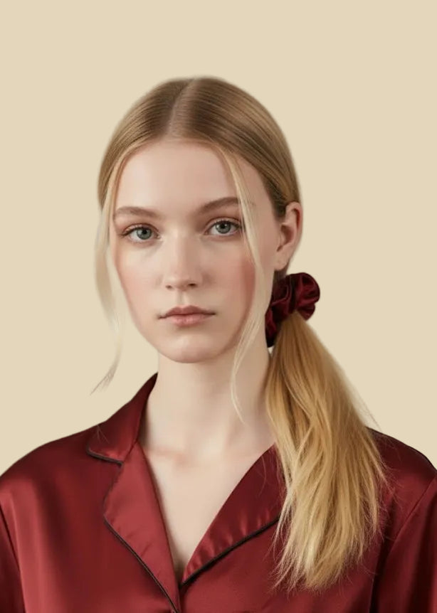 LARGE SILK SCRUNCHIE RED RUBY