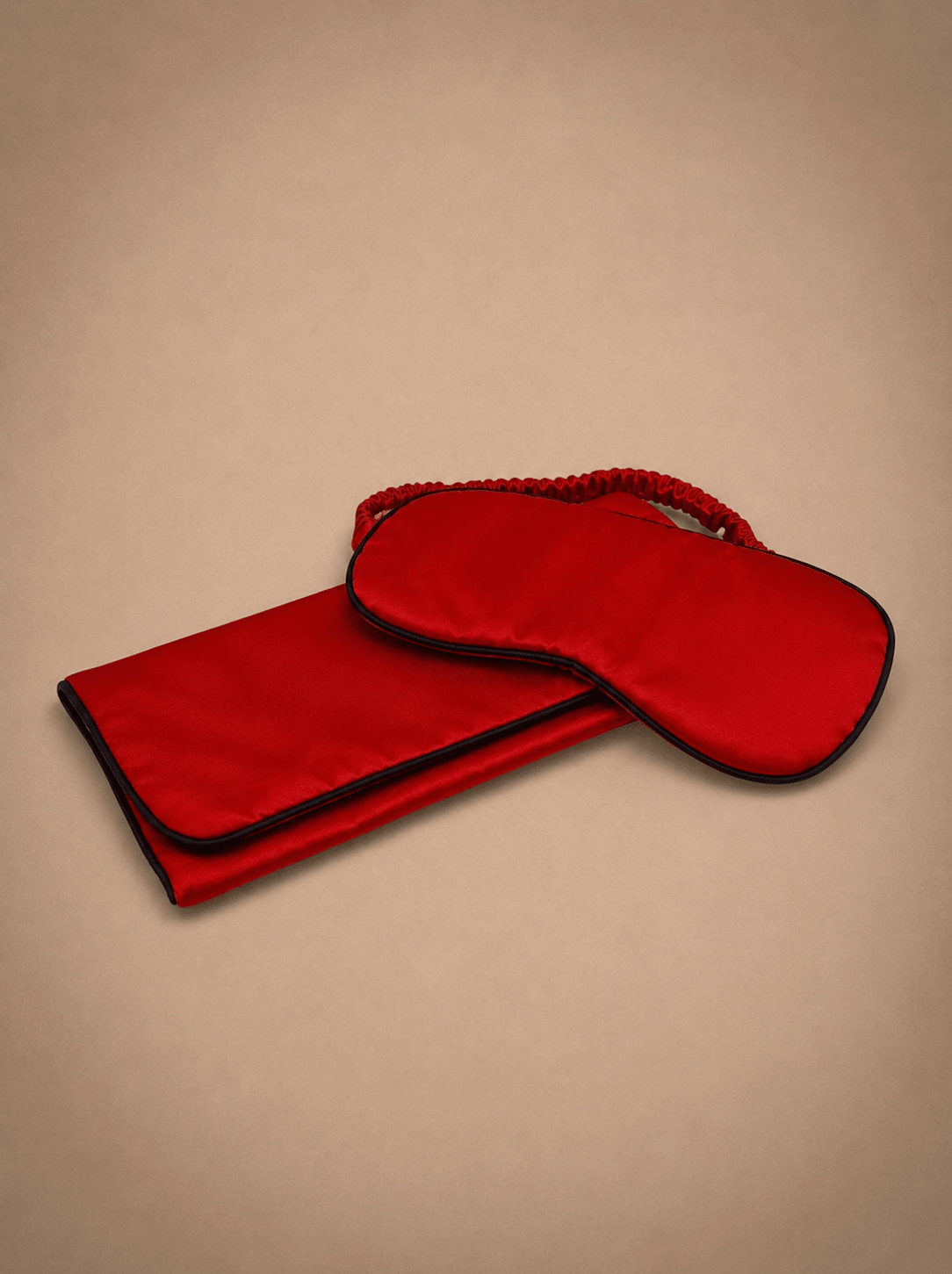 Ruby red silk sleep mask and matching cover by Miaveriana